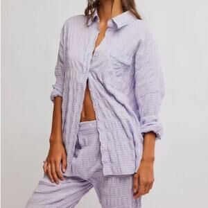 NWT Free People Cloud Ten Pajama Top / Lilac Combo / Size Small